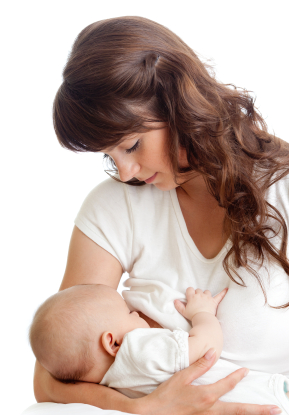 Mother feeding 1 month old baby