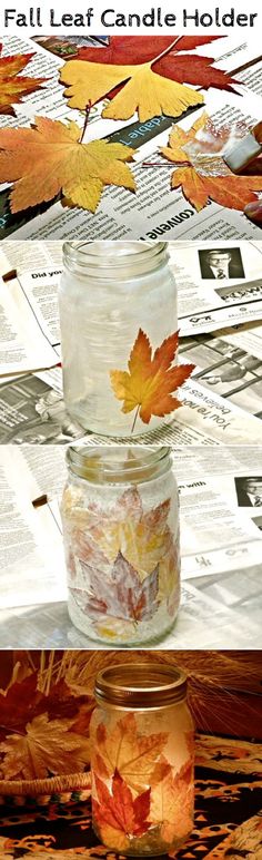 Fall leaf candle holder