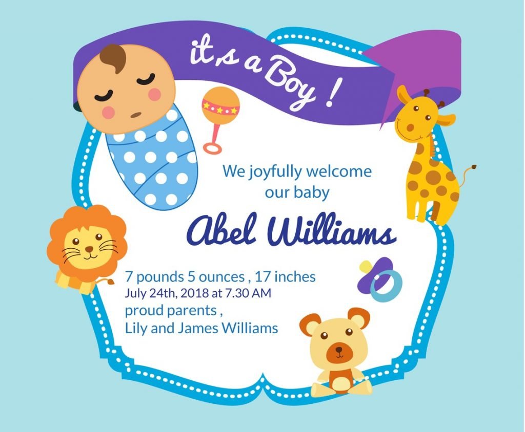 Baby is born announcement (Baby boy)