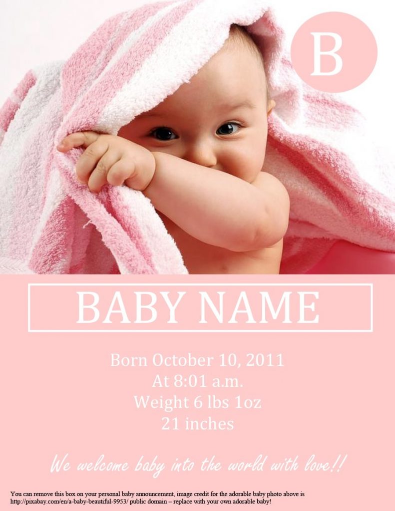 Baby is born announcement (Baby girl)