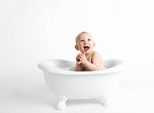bathing newborn baby