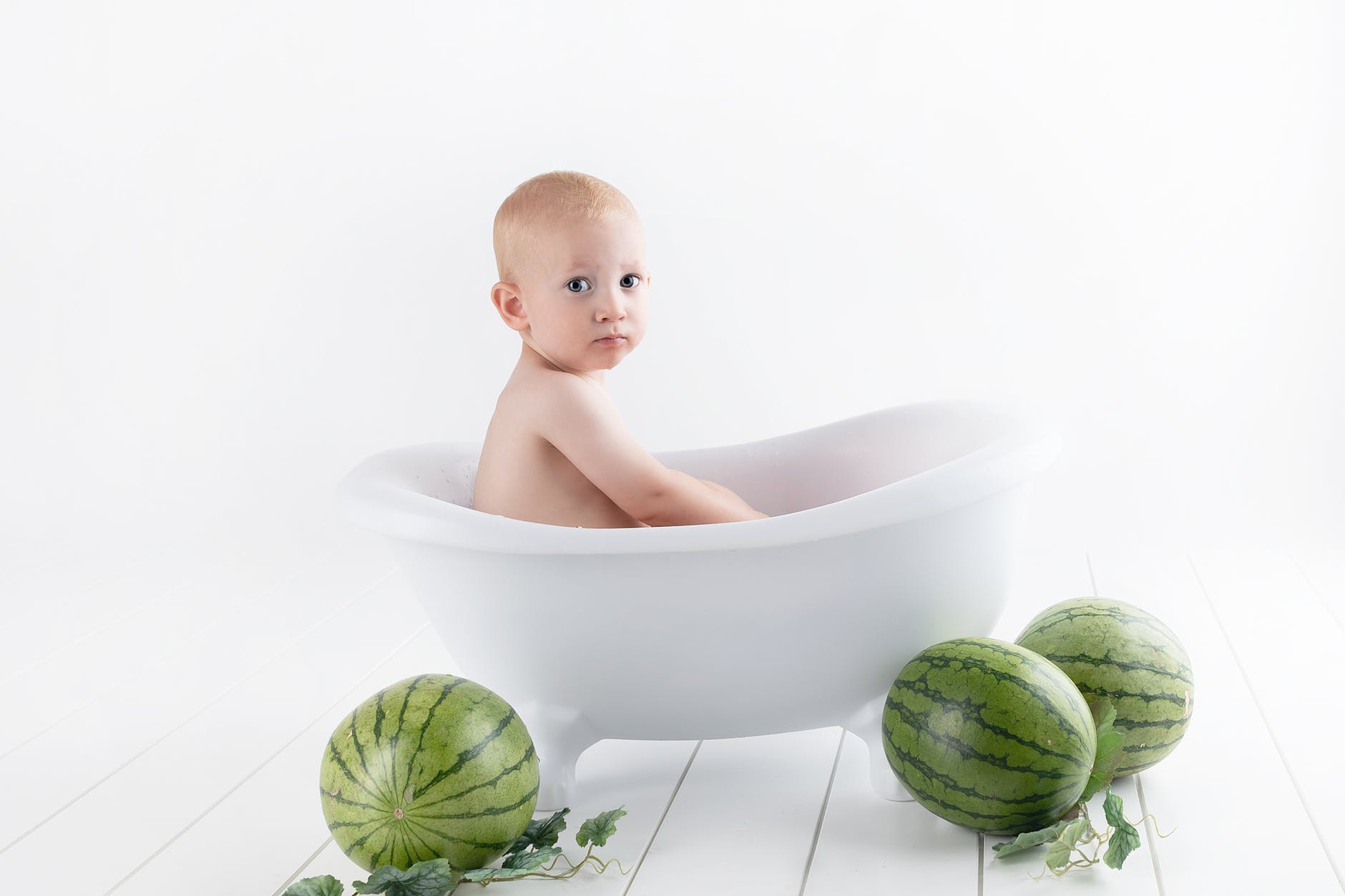 bathing newborn baby