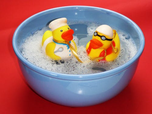 bathing newborn baby