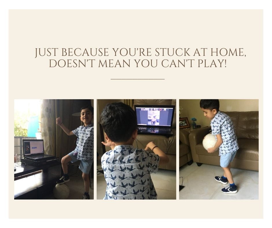 Online fitness - boy playing football