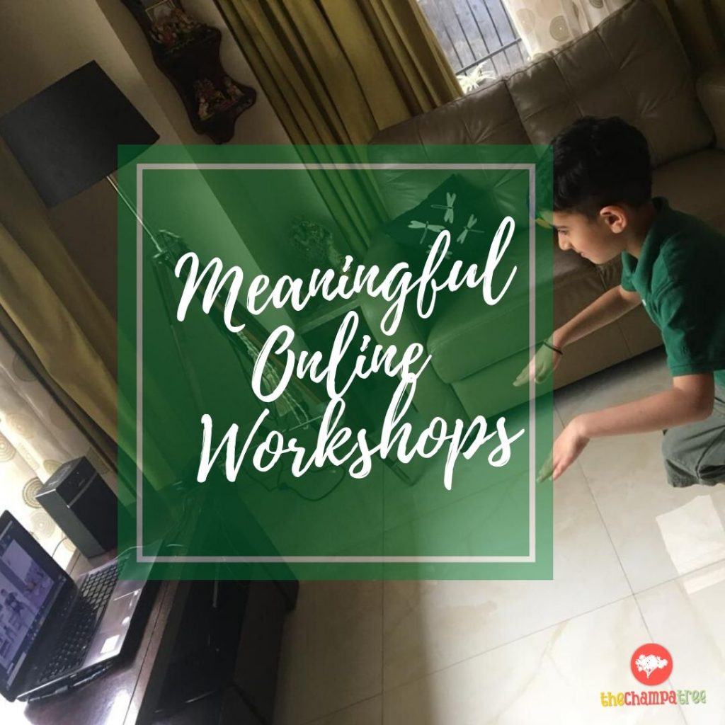 Working together - kid happily engaged while parents work