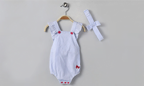 Onesie - Blue with red buttons
