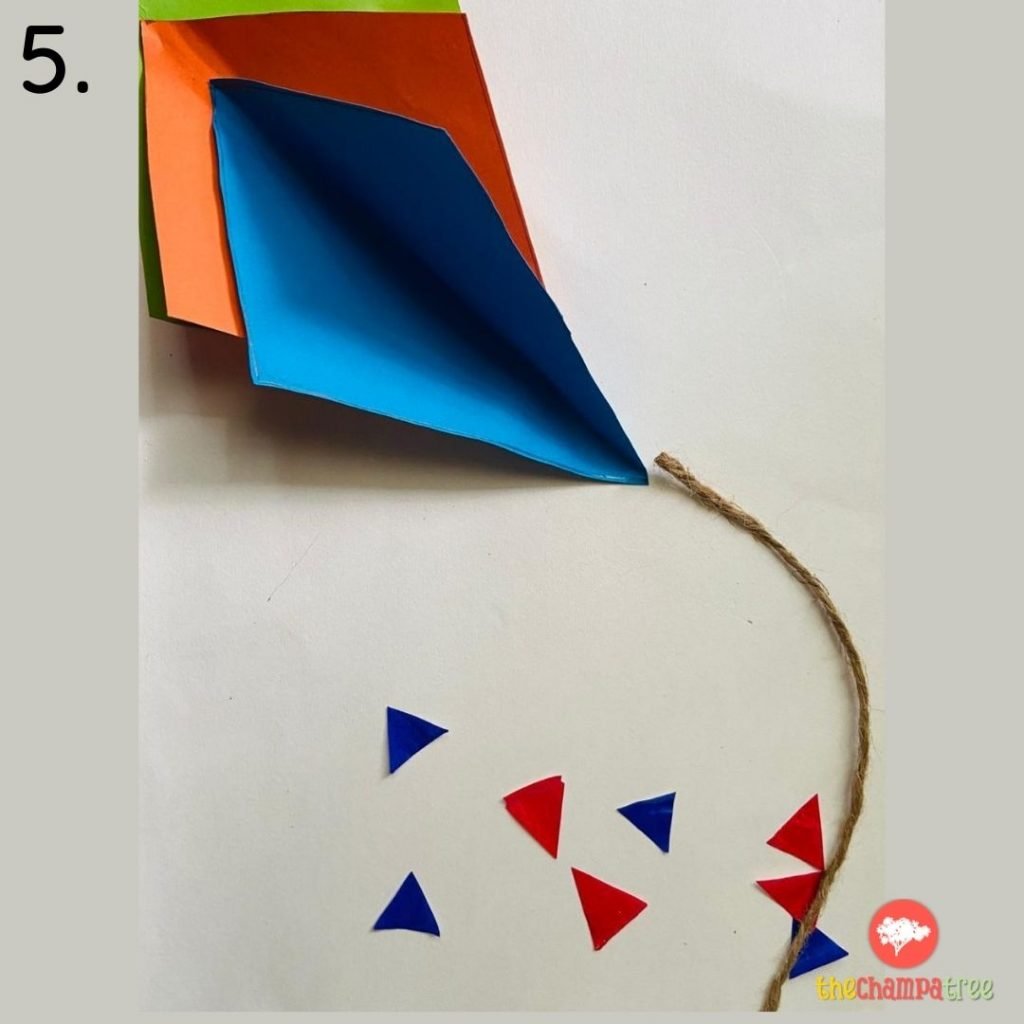 3D kite with string and colored triangles
