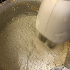 Mixing the batter for Christmas cake