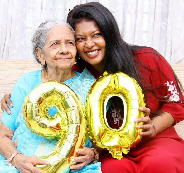 Sony mathew with her grandmother