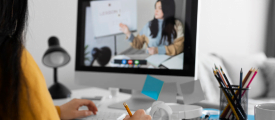 Leanring is fun - A girl attending online classes