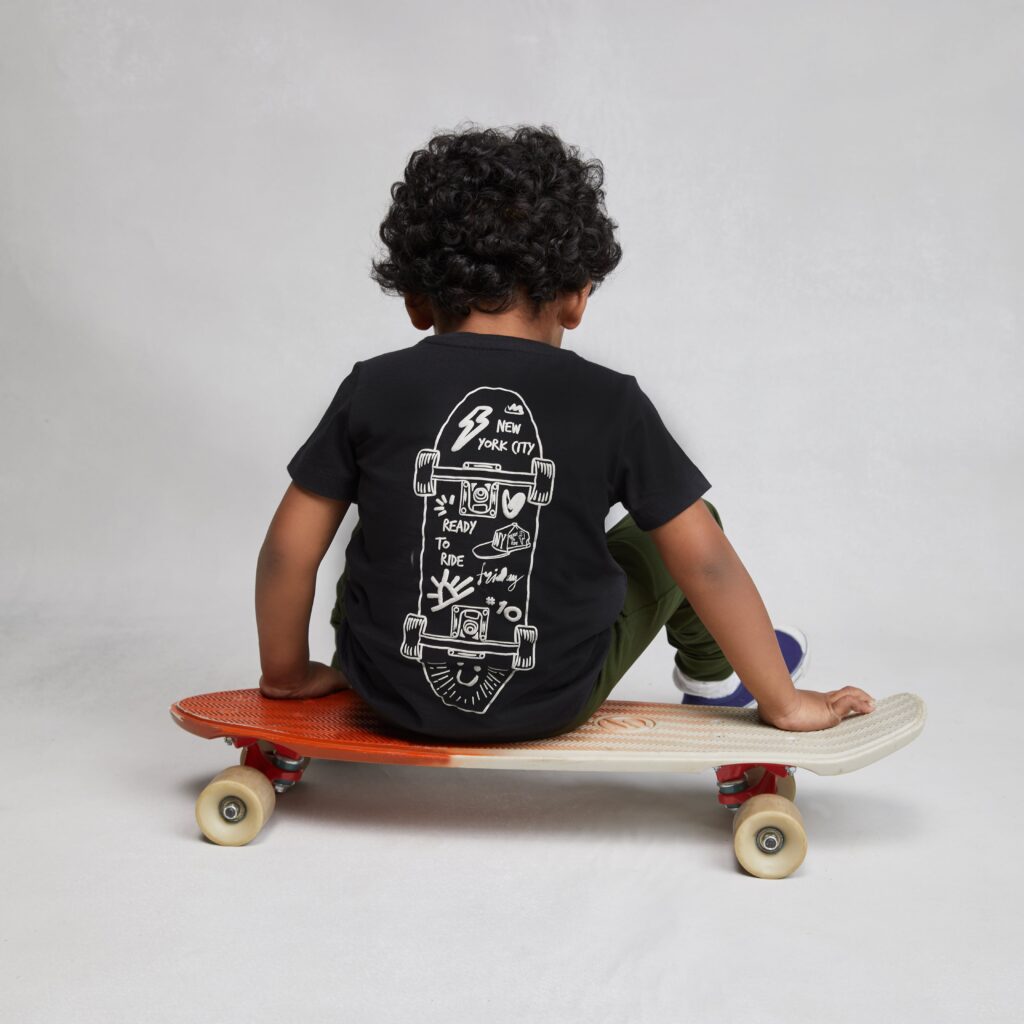 Little boy on skating board